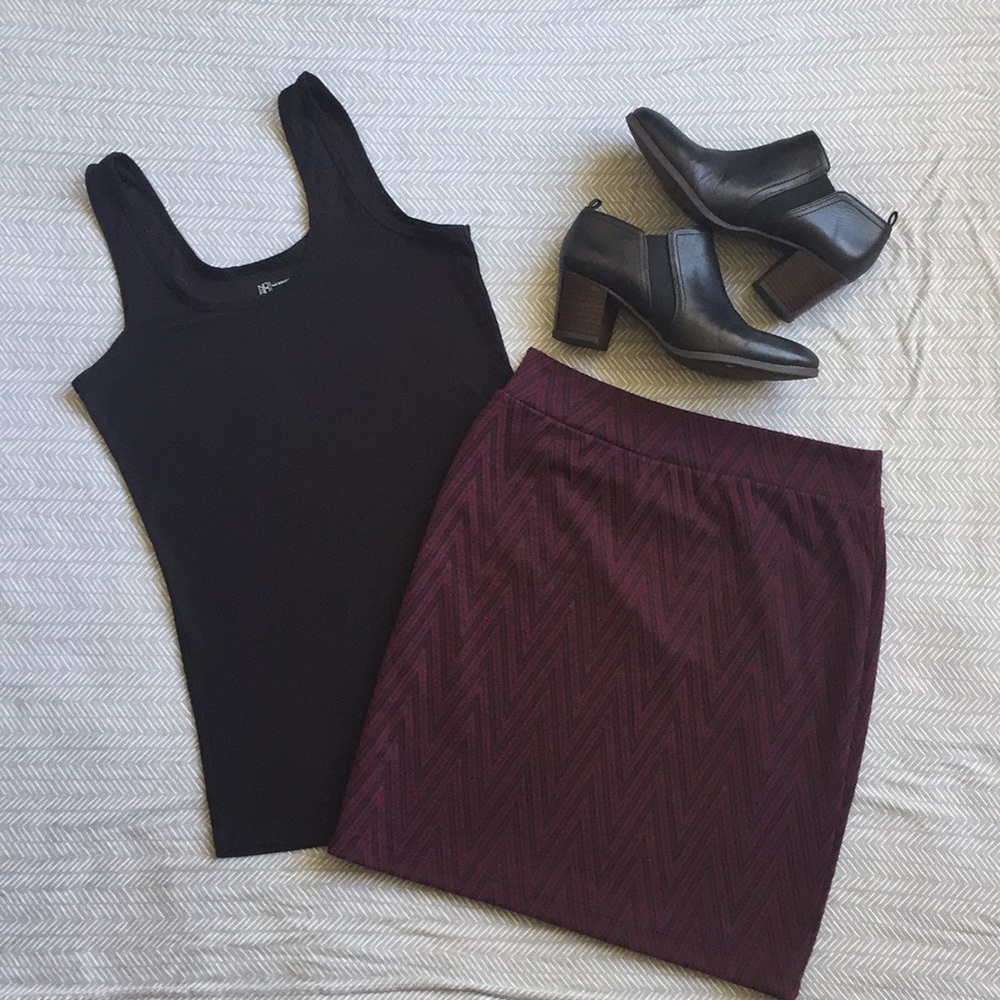 Maroon/Black Renee C. SOFT Skirt